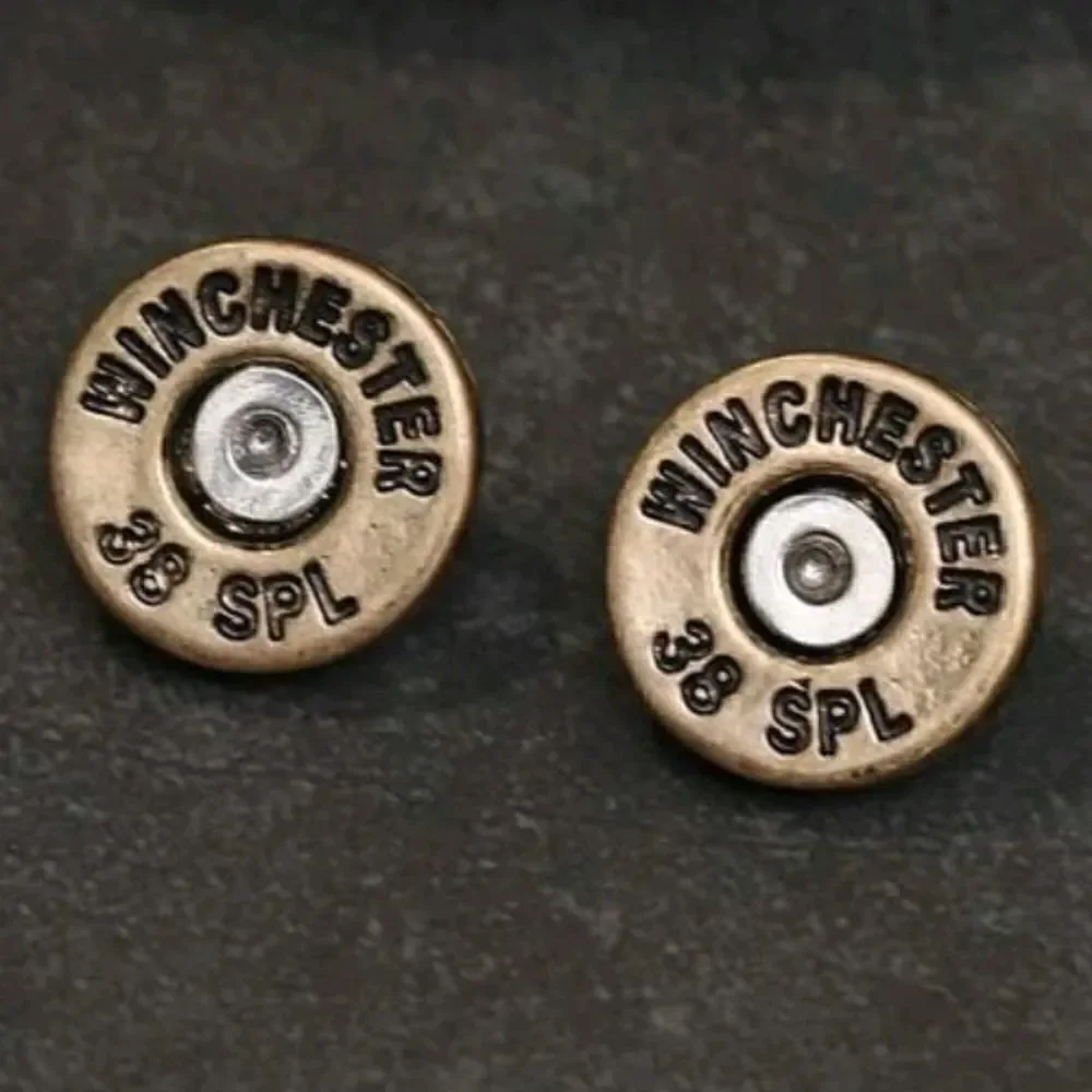 New! WINCHESTER 38 spl  BULLET western Cowboy Stud Earrings NWOT